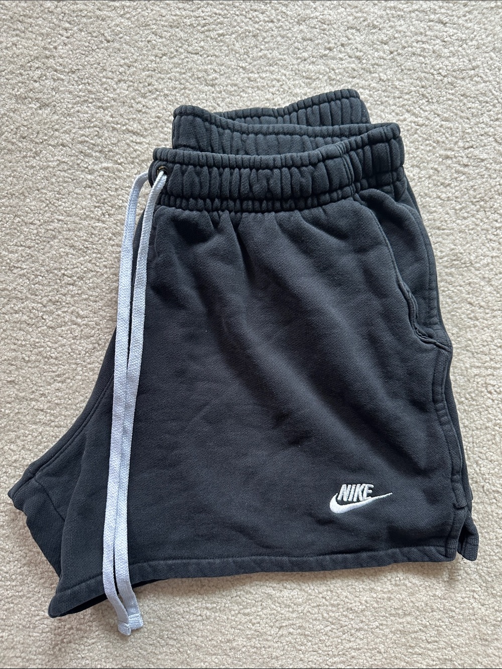 Nike Black Athletic Shorts with White Drawstring